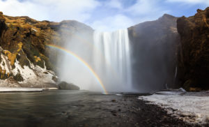 Rainbow over Skógafoss waterfall, Iceland